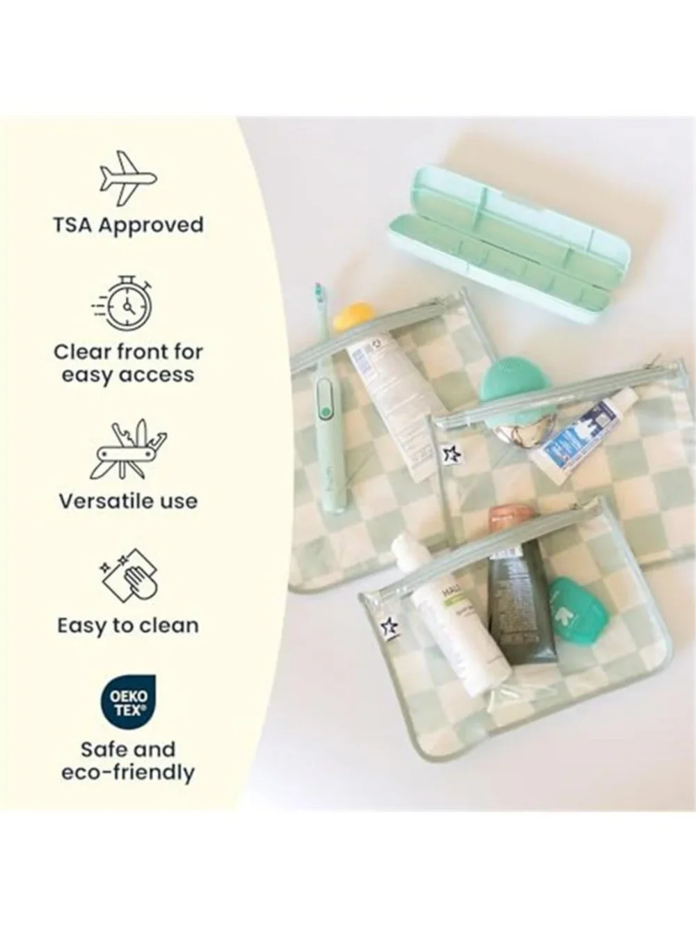 Clear Diaper Bag Organizer Pouches 3 Pack TSA Travel Baby Mom Toiletry Set
